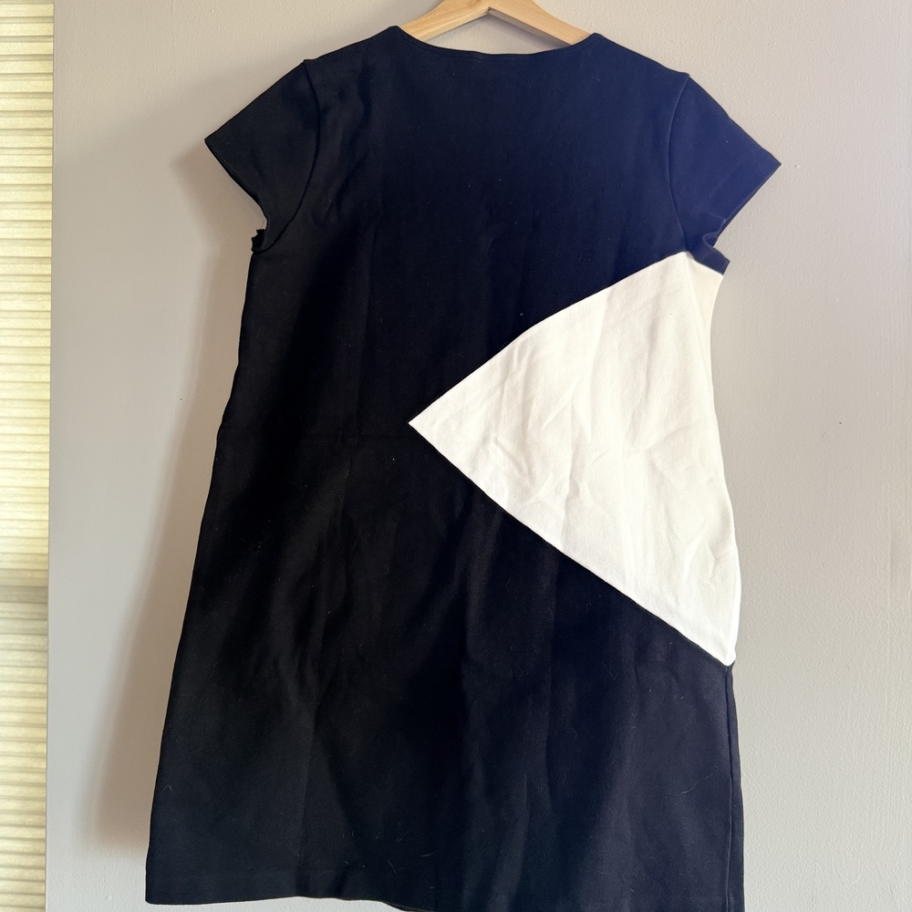 Agnes B Black and White Geometric Shift Dress - Size 3